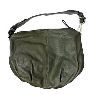 Banana Republic Sloan Italian Leather Dark Green Shoulder Bag